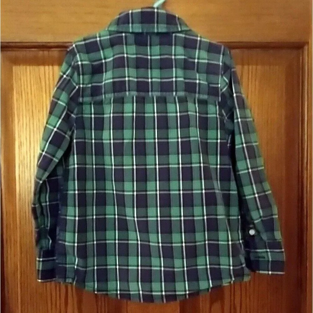 OshKosh Green Plaid Button Down Shirt Size 4-5